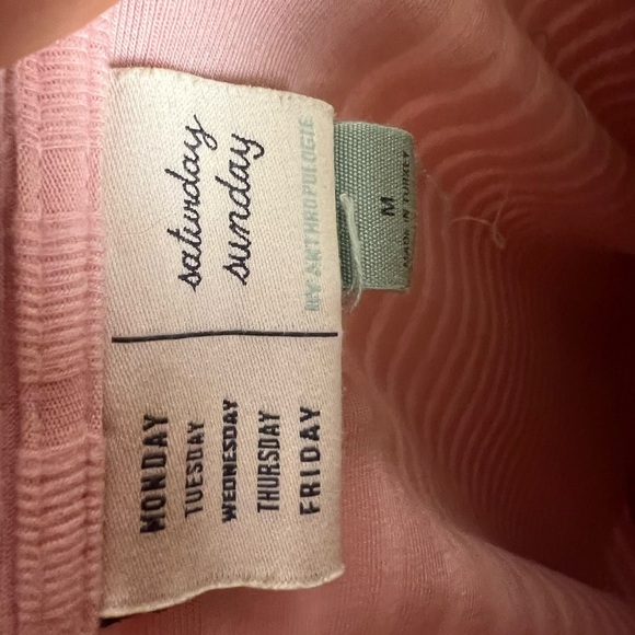 Anthropologie women’s velour striped pullover pale pink top size medium - Picture 6 of 7